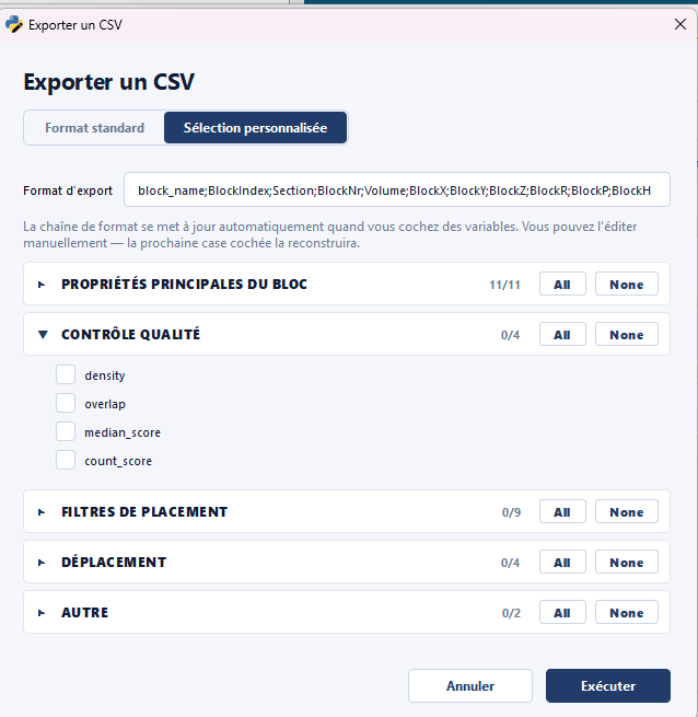 Exporter un CSV (étape 2)