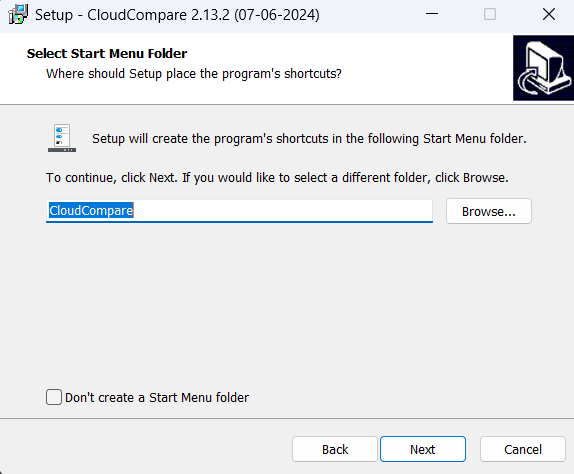 Installation CloudCompare - étape 2