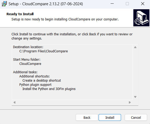 Installation CloudCompare - étape 4