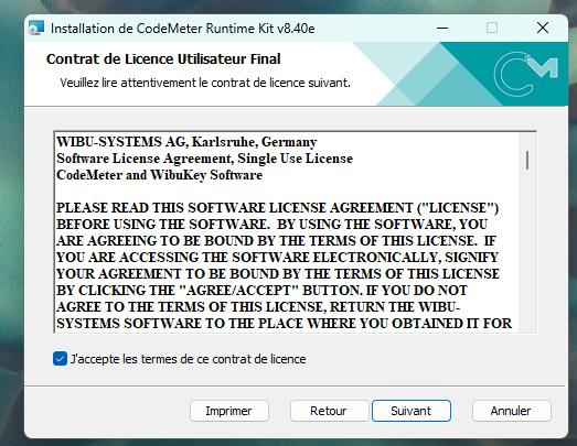 Assistant CodeMeter - contrat de licence
